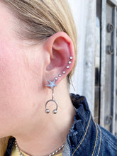 Load image into Gallery viewer, Floating Pierced Horseshoe Star Earrings