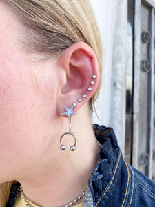 Floating Pierced Horseshoe Star Earrings