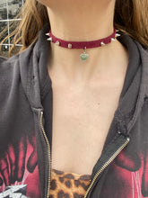 Load image into Gallery viewer, Burgundy Strawberry Spiked Choker