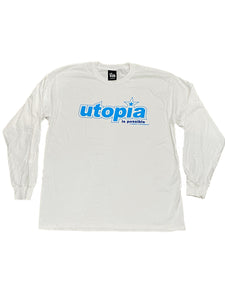 "Utopia Is Possible" White & Blue Long-sleeve Tee