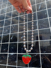 Load image into Gallery viewer, Glitter Strawberry Ball Chain Necklace