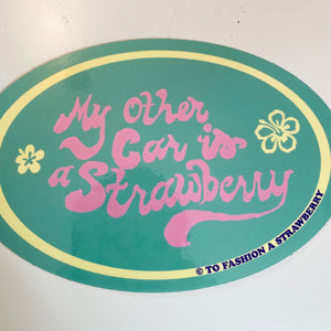 My Other Car Is A Strawberry Sticker - Teal Hibiscus (6x4")