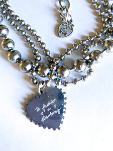 Triple Ball Chain Modern Heart Necklace